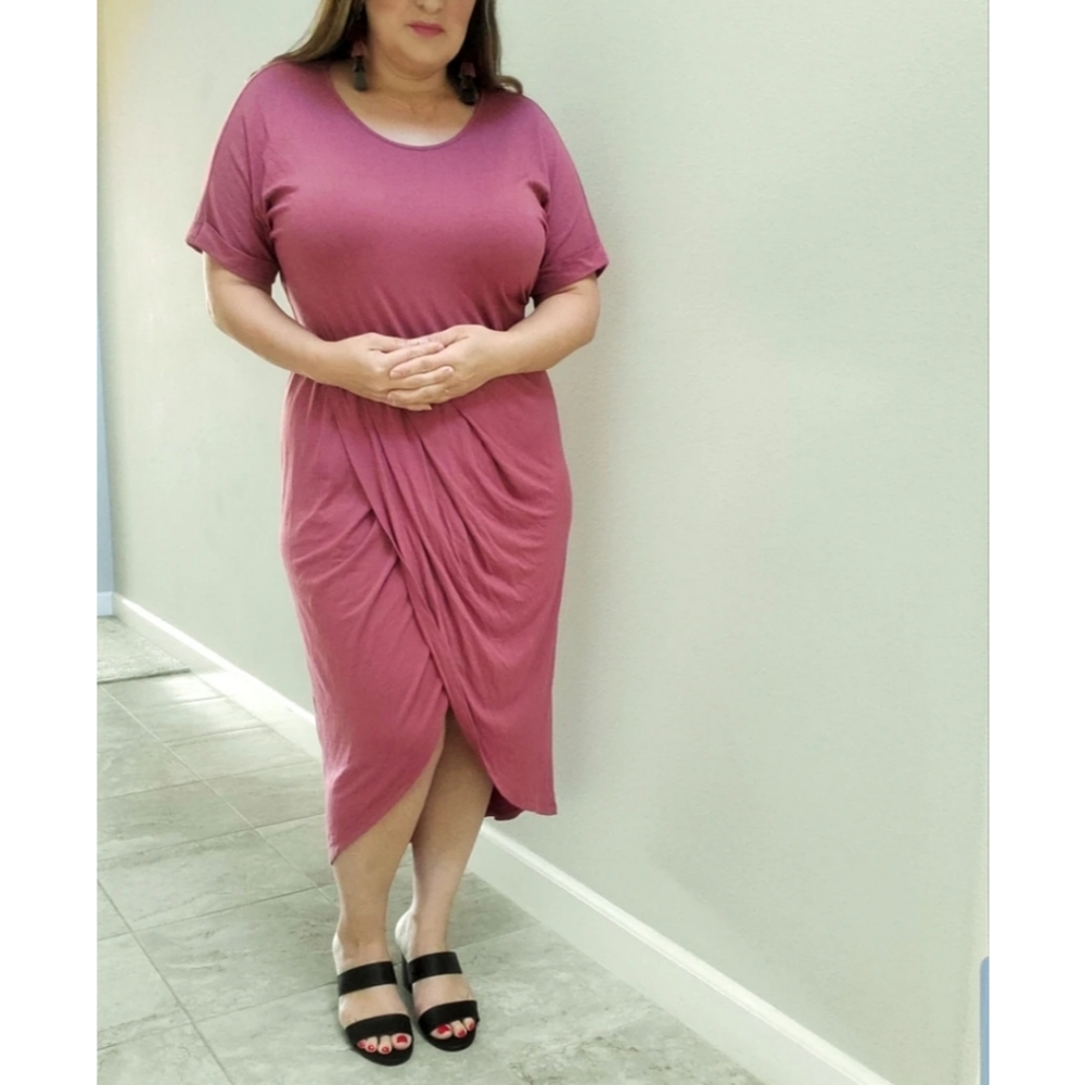 Dusty Rose Dolman short sleeve dress